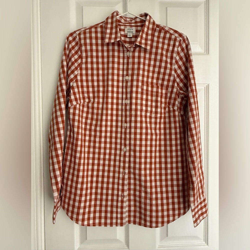 J.Crew Factory Orange and White Checkered Shirt